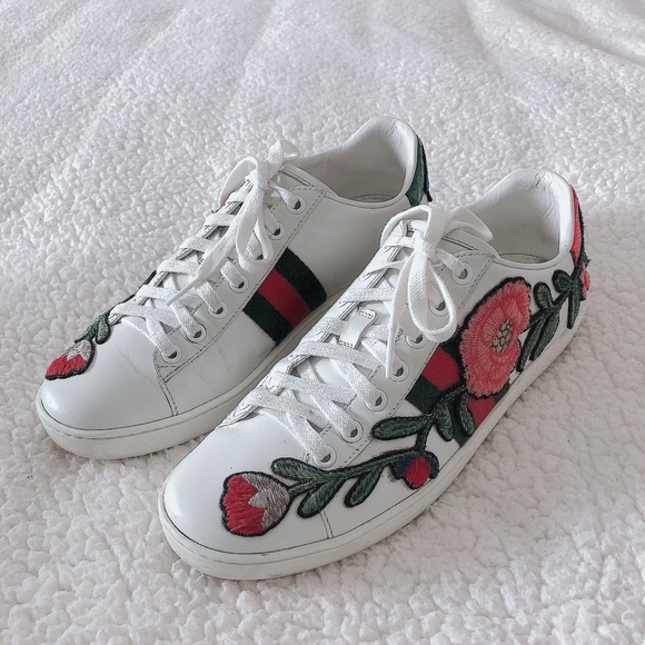 Gucci Shoes - GUCCI ACE EMBROIDERED SNEAKERS